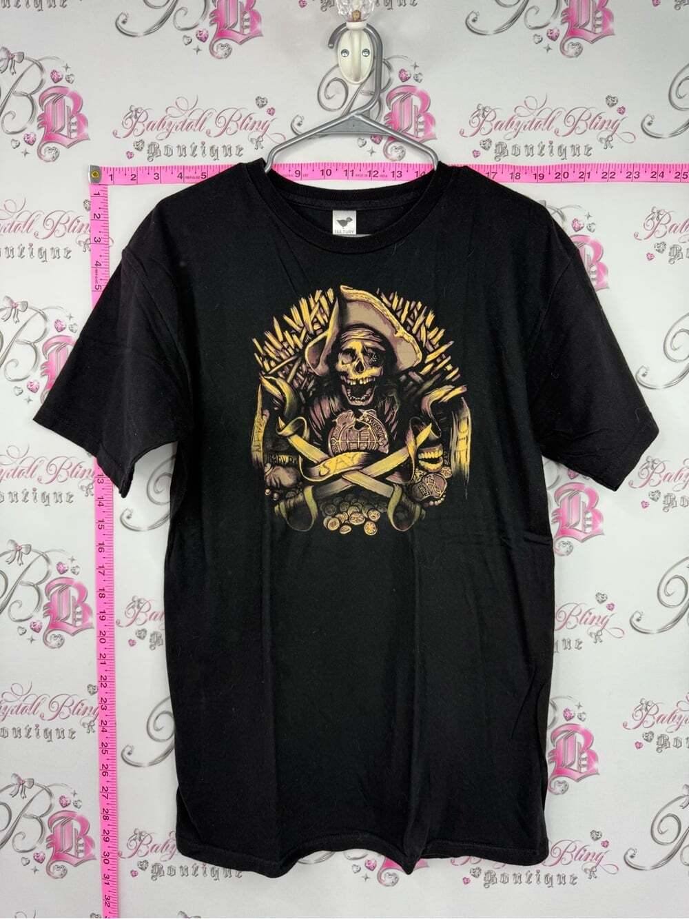 TEE FURY Black Pirate Skull Graphic Tee - Unbranded